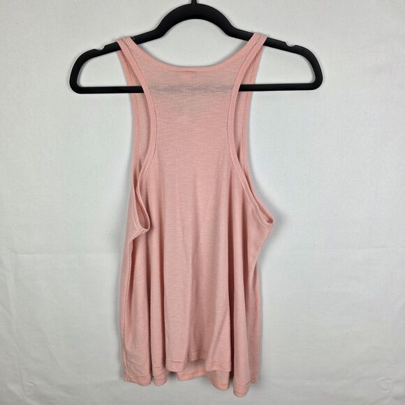 Free People Tank Top Pink Sleeveless Ribbed Racerback Size Large Casual Normcore - Picture 2 of 6